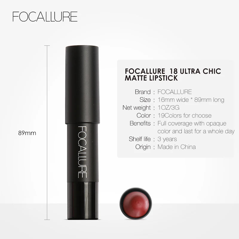 Focallure Matte Lipstick 19 Colors – Waterproof