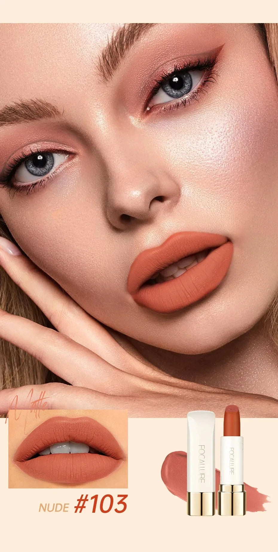 FOCALLURE 16-Color Matte Lipstick – Waterproof, High Pigment