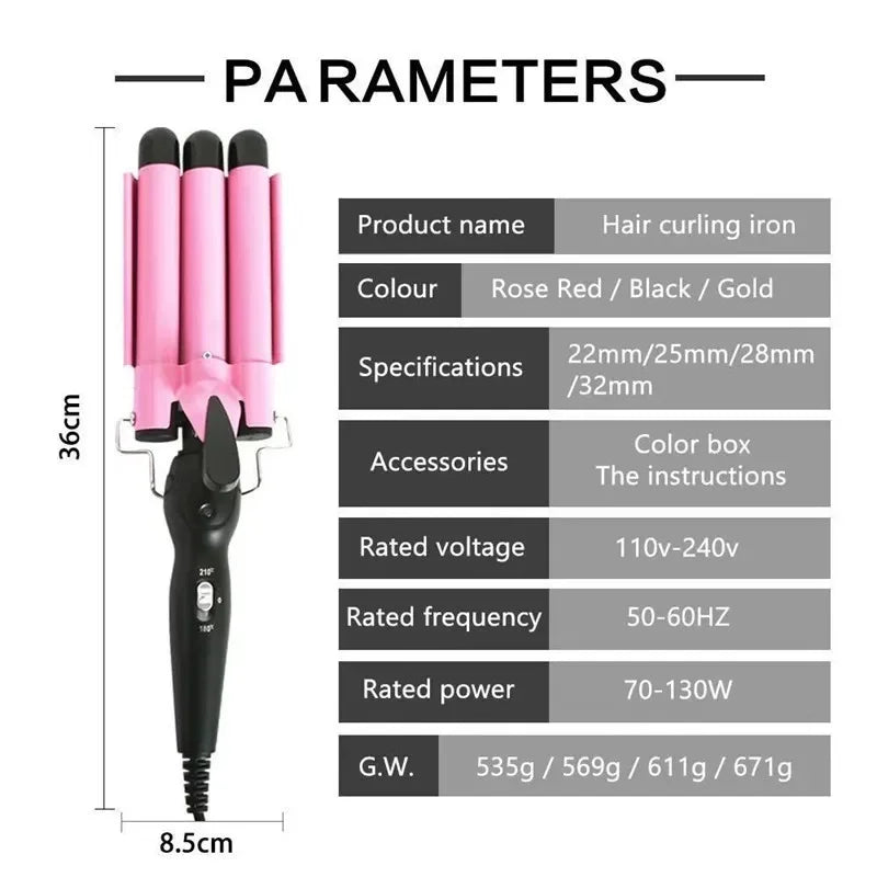 Professional triple curling iron