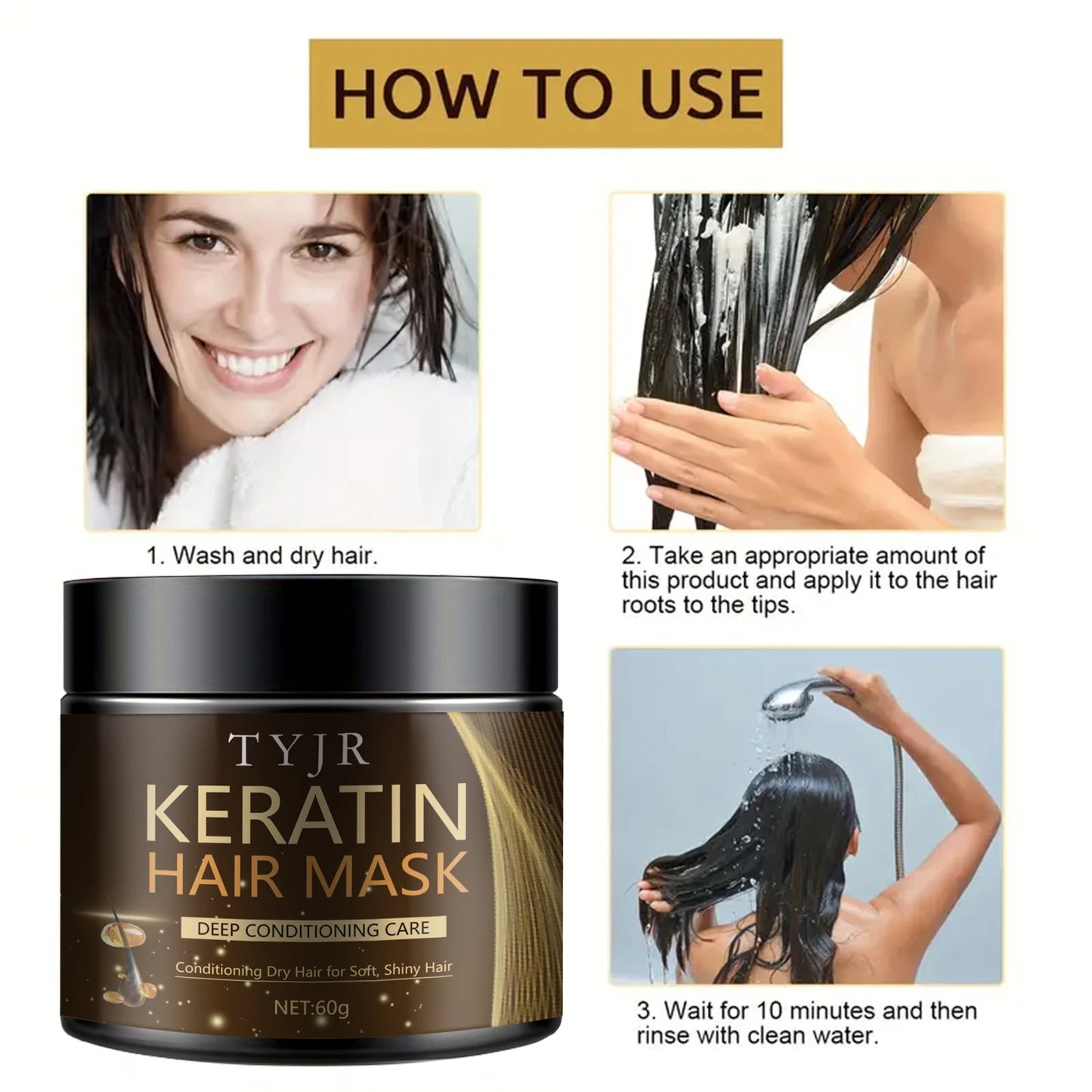 Keratin Hair Mask Deep Repair Travel Size 60g