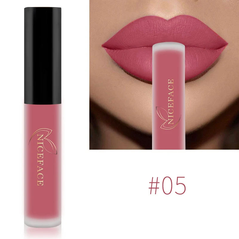NICEFACE Hot Color Lip Gloss – Waterproof Matte & Long-Lasting