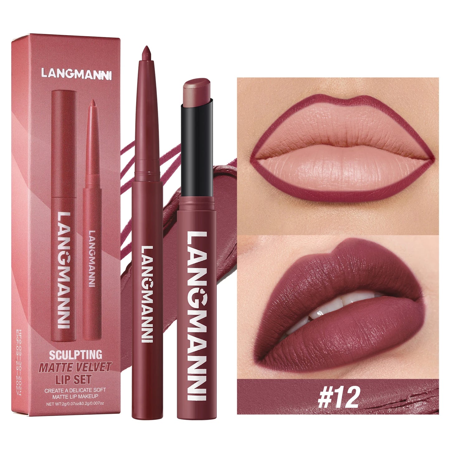 Waterproof Lip Liner and Lipstick Set