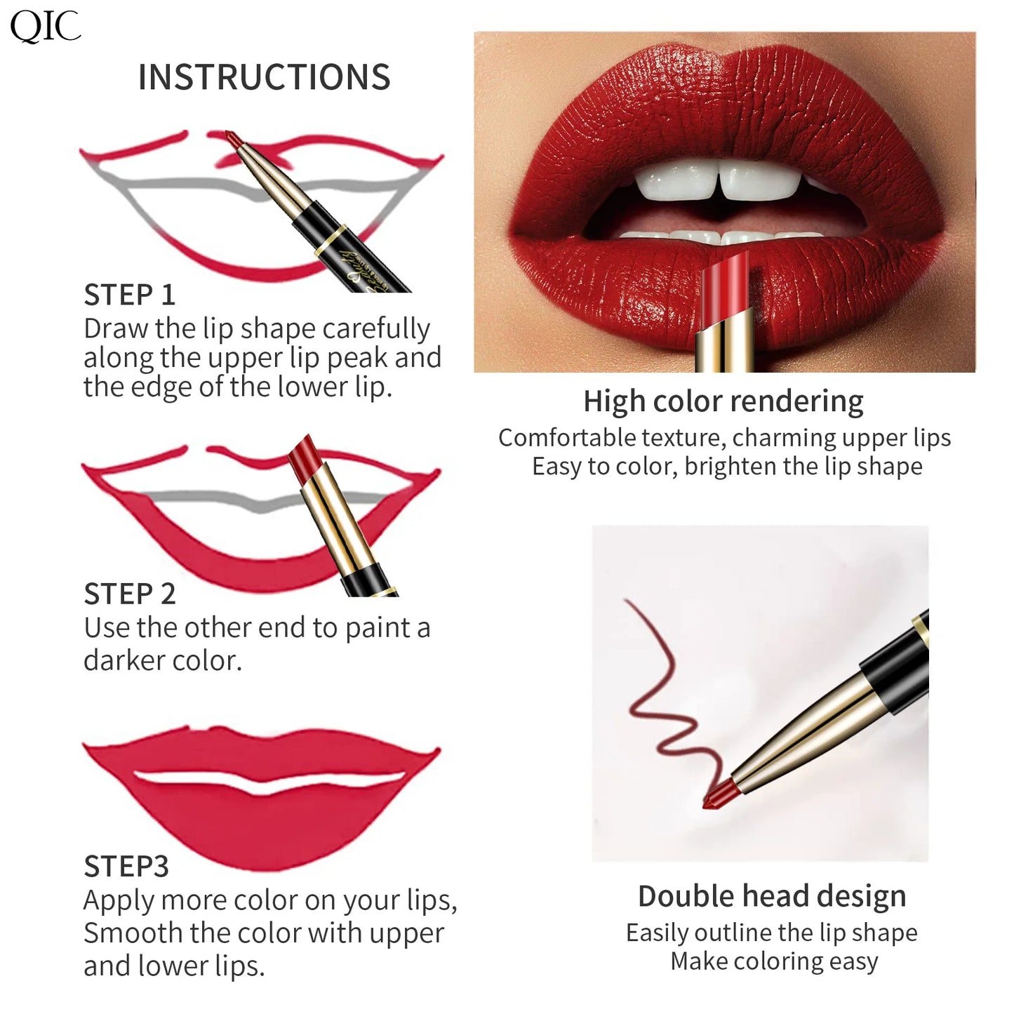 2-in-1 Waterproof Lip Liner & Nude Matte Lipstick – Double-Ended
