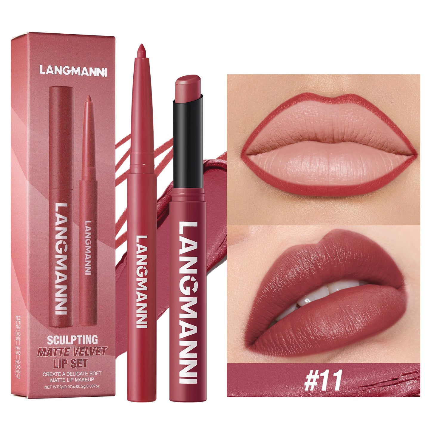 Waterproof Lip Liner and Lipstick Set