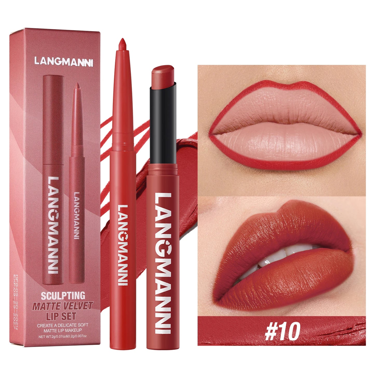 Waterproof Lip Liner and Lipstick Set