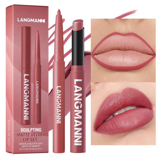 Waterproof Lip Liner and Lipstick Set