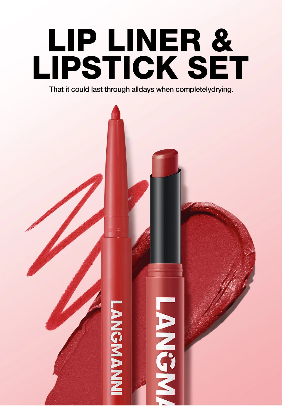 Waterproof Lip Liner and Lipstick Set