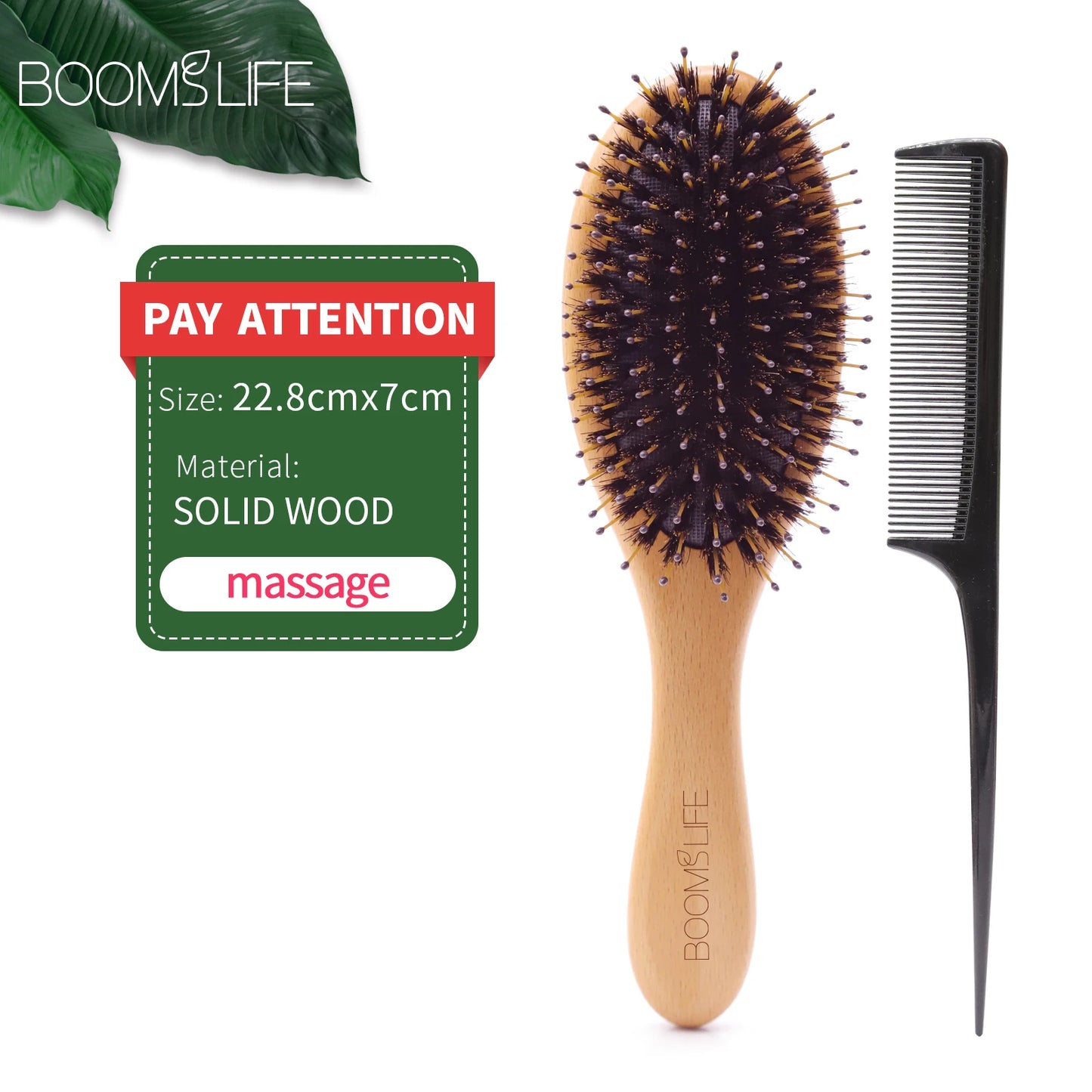 Boar bristle hairbrush