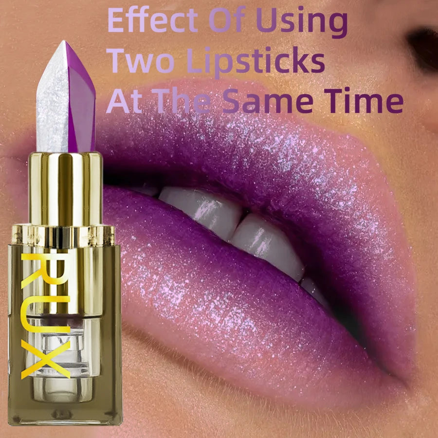 Purple Glitter Two-Tone Lipstick – Moisturizing & Long-Lasting
