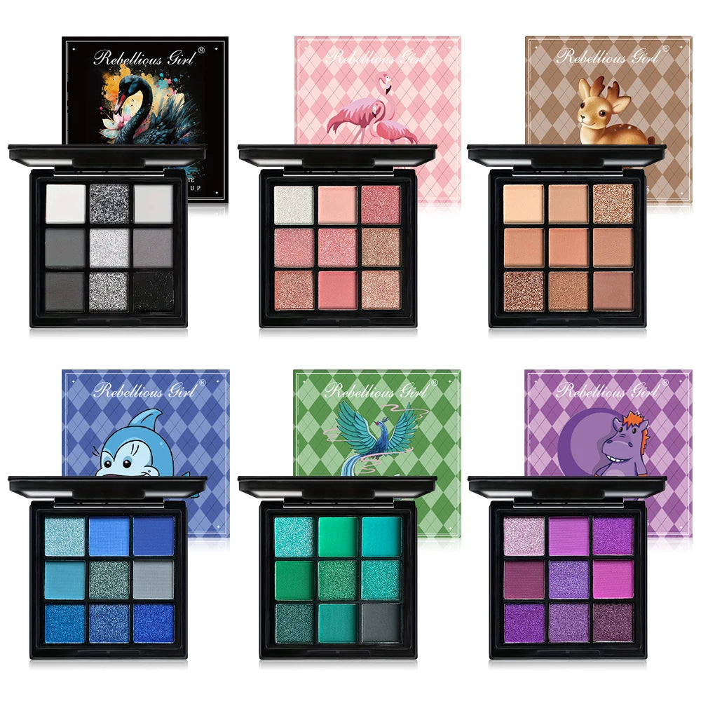 9-Grid Red Purple Eyeshadow Palette Long Lasting