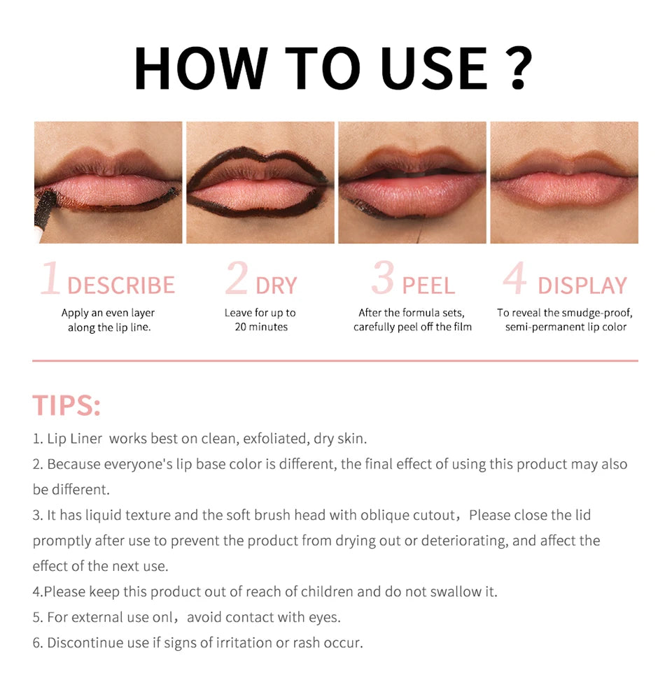 Waterproof Lip Liner Peel Off Tattoo Gloss Long Lasting