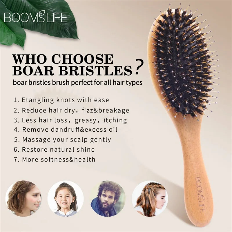 Boar bristle hairbrush