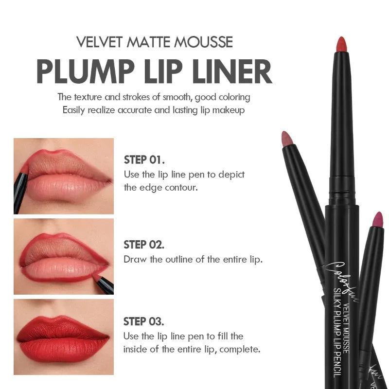 Waterproof Matte Lipliner Pencil 12 Colors Long Lasting