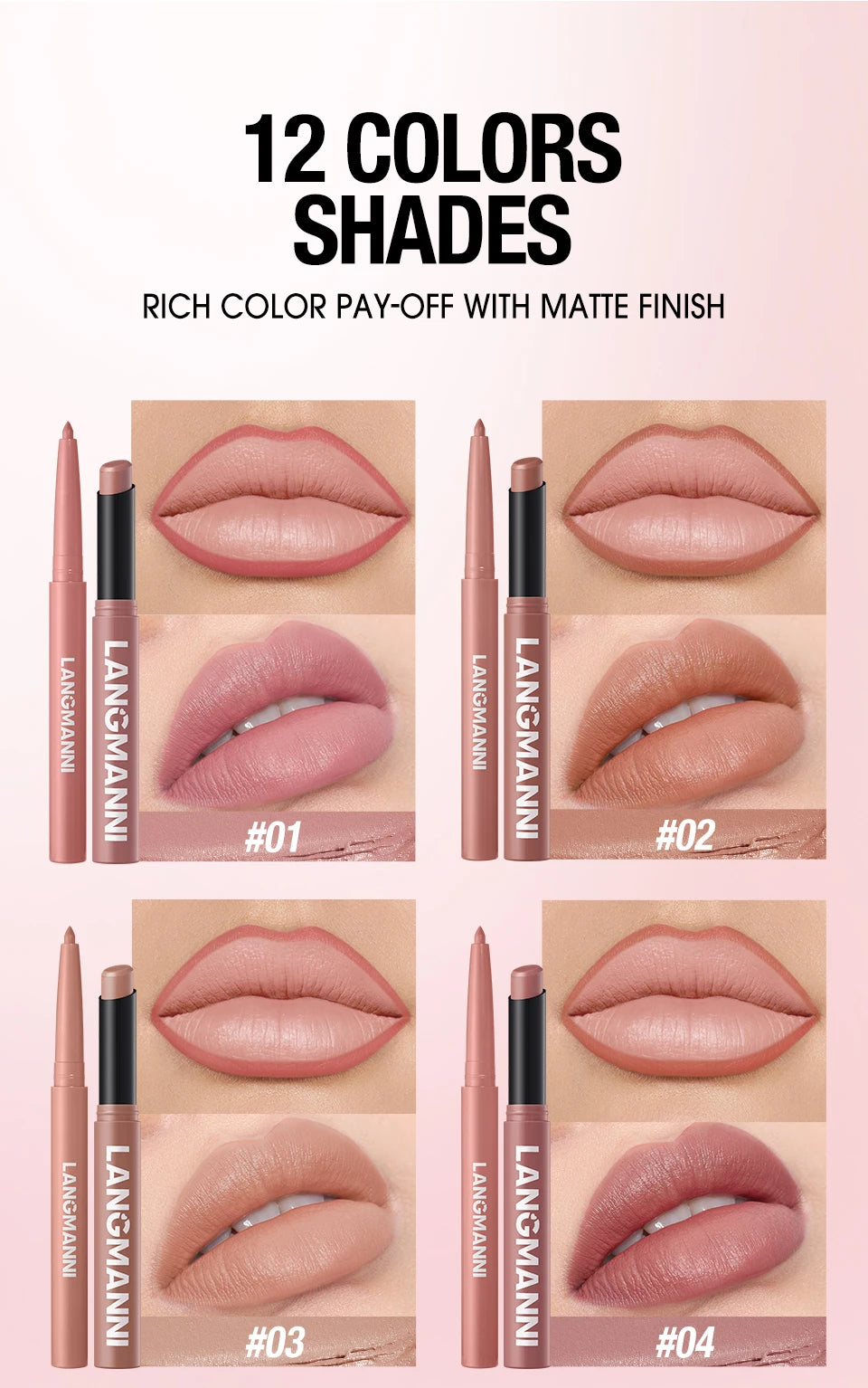 Waterproof Lip Liner and Lipstick Set