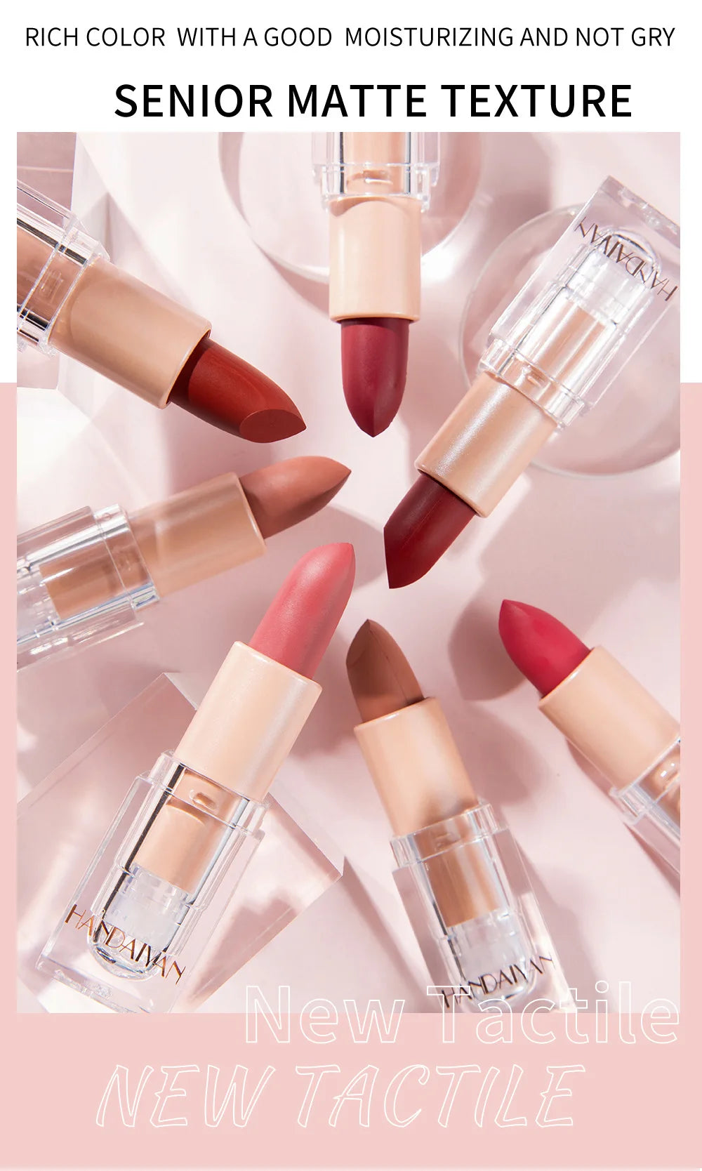 HANDAIYAN Matte Nude Lipstick – Velvet, Long-Lasting & Waterproof