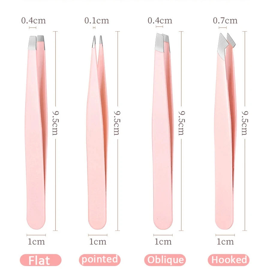 Set of 4 multicolored eyebrow tweezers