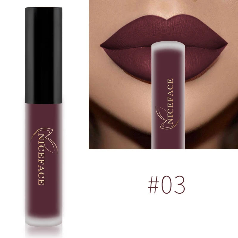 NICEFACE Hot Color Lip Gloss – Waterproof Matte & Long-Lasting