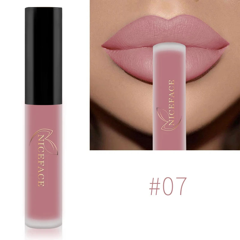 NICEFACE Hot Color Lip Gloss – Waterproof Matte & Long-Lasting