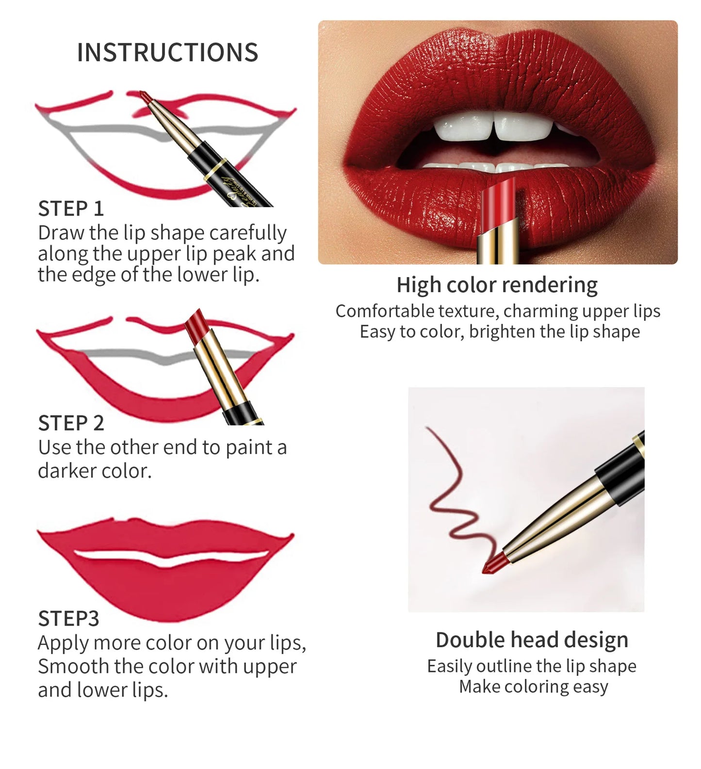 2-in-1 Waterproof Lip Liner & Nude Matte Lipstick – Double-Ended