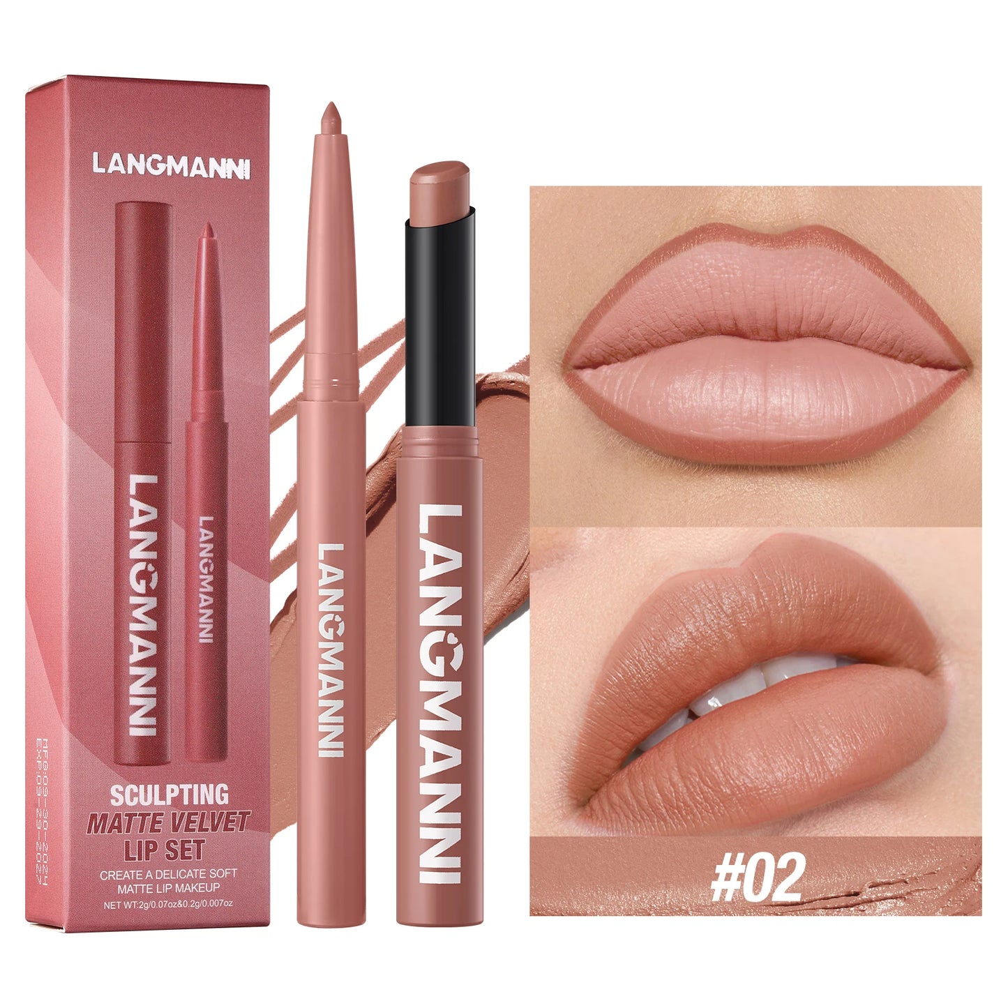 Waterproof Lip Liner and Lipstick Set