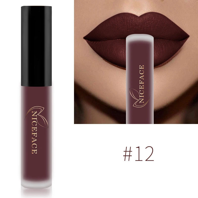 NICEFACE Hot Color Lip Gloss – Waterproof Matte & Long-Lasting