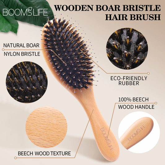 Boar bristle hairbrush