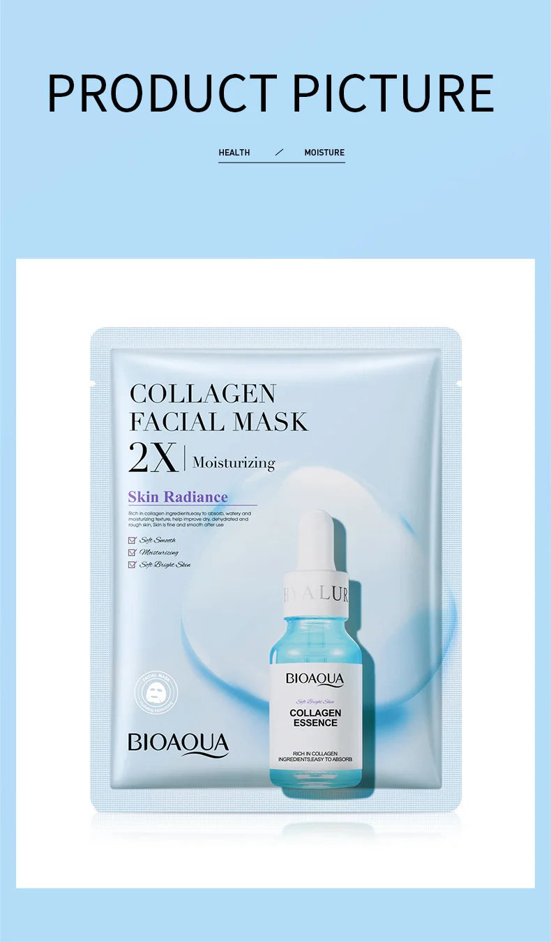 BIOAQUA Centella Collagen and Vitamin C Facial Masks with 20 units