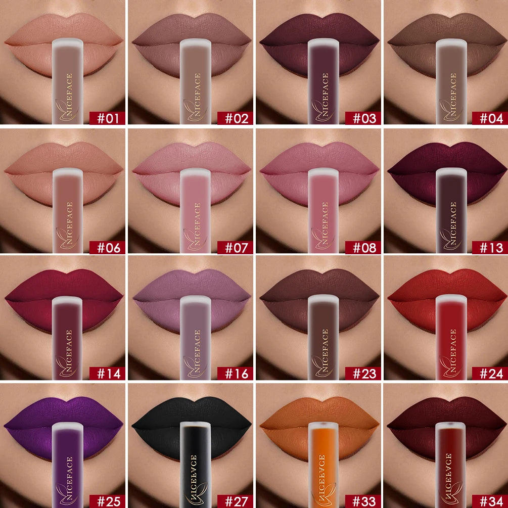 NICEFACE Hot Color Lip Gloss – Waterproof Matte & Long-Lasting