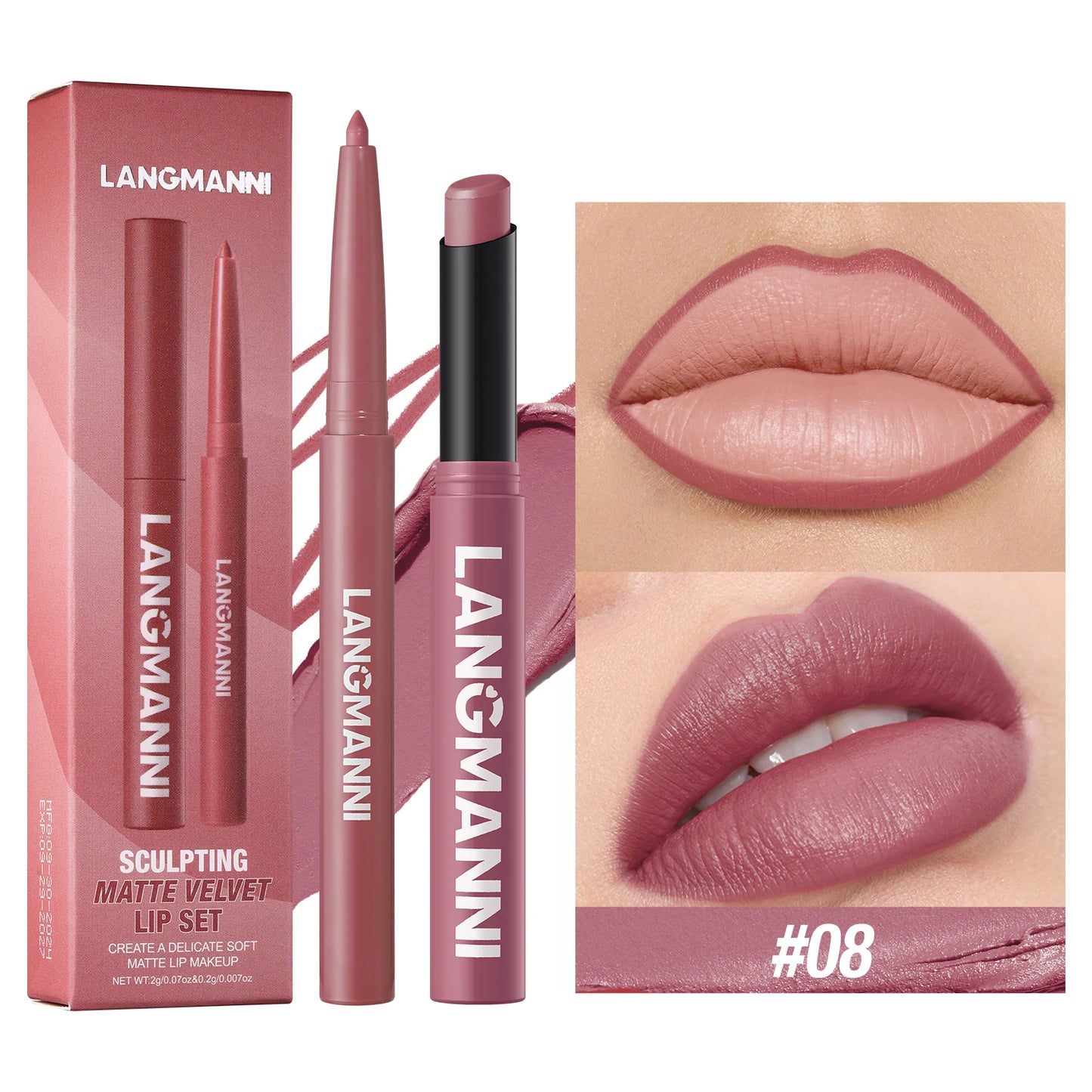 Waterproof Lip Liner and Lipstick Set