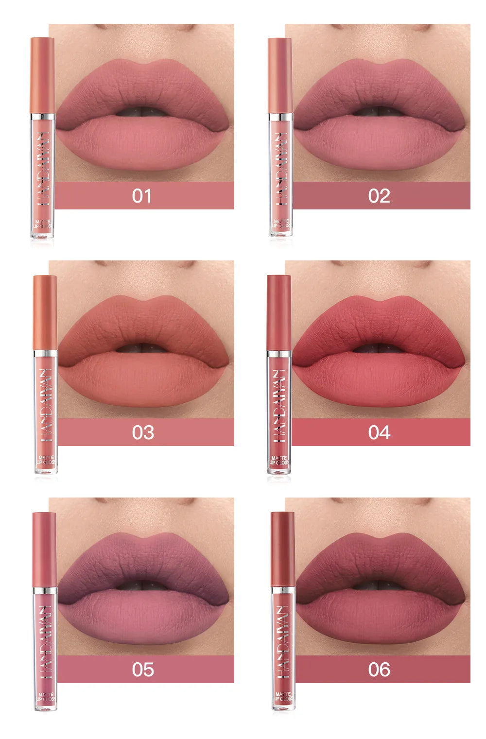 HANDAIYAN 6-Piece Lipstick Set – Waterproof & Long-Lasting Matte