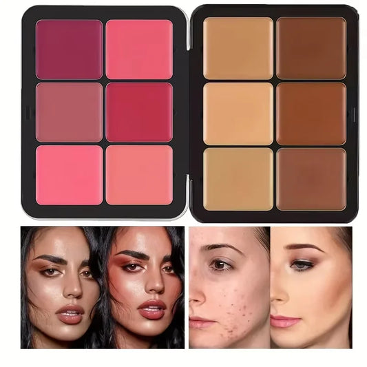 12-Color Concealer & Blush Palette – All-in-One Makeup Kit