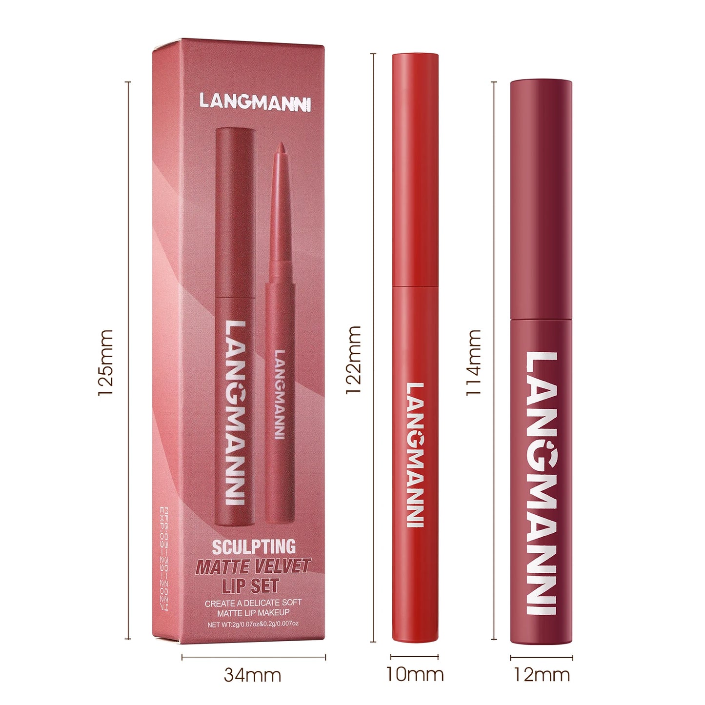 Waterproof Lip Liner and Lipstick Set