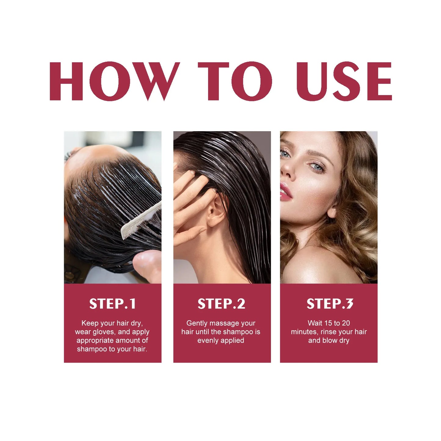 3-in-1 Hair Dyeing Shampoo – Black, Repair & Nourish Hair