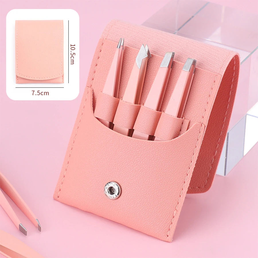 Set of 4 multicolored eyebrow tweezers