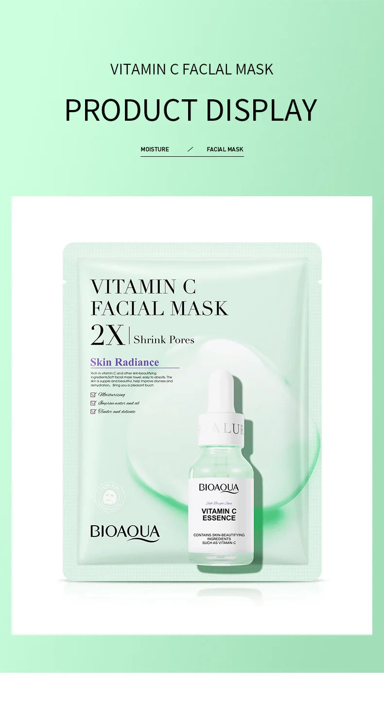 BIOAQUA Centella Collagen and Vitamin C Facial Masks with 20 units