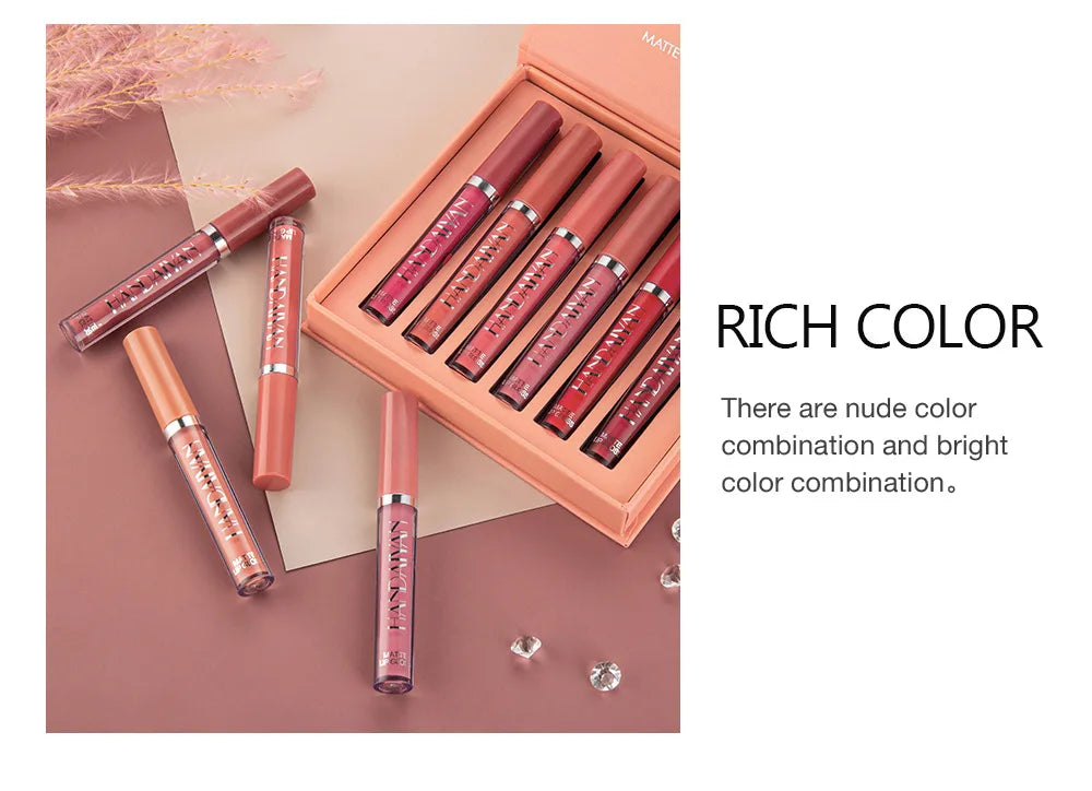 HANDAIYAN 6-Piece Lipstick Set – Waterproof & Long-Lasting Matte