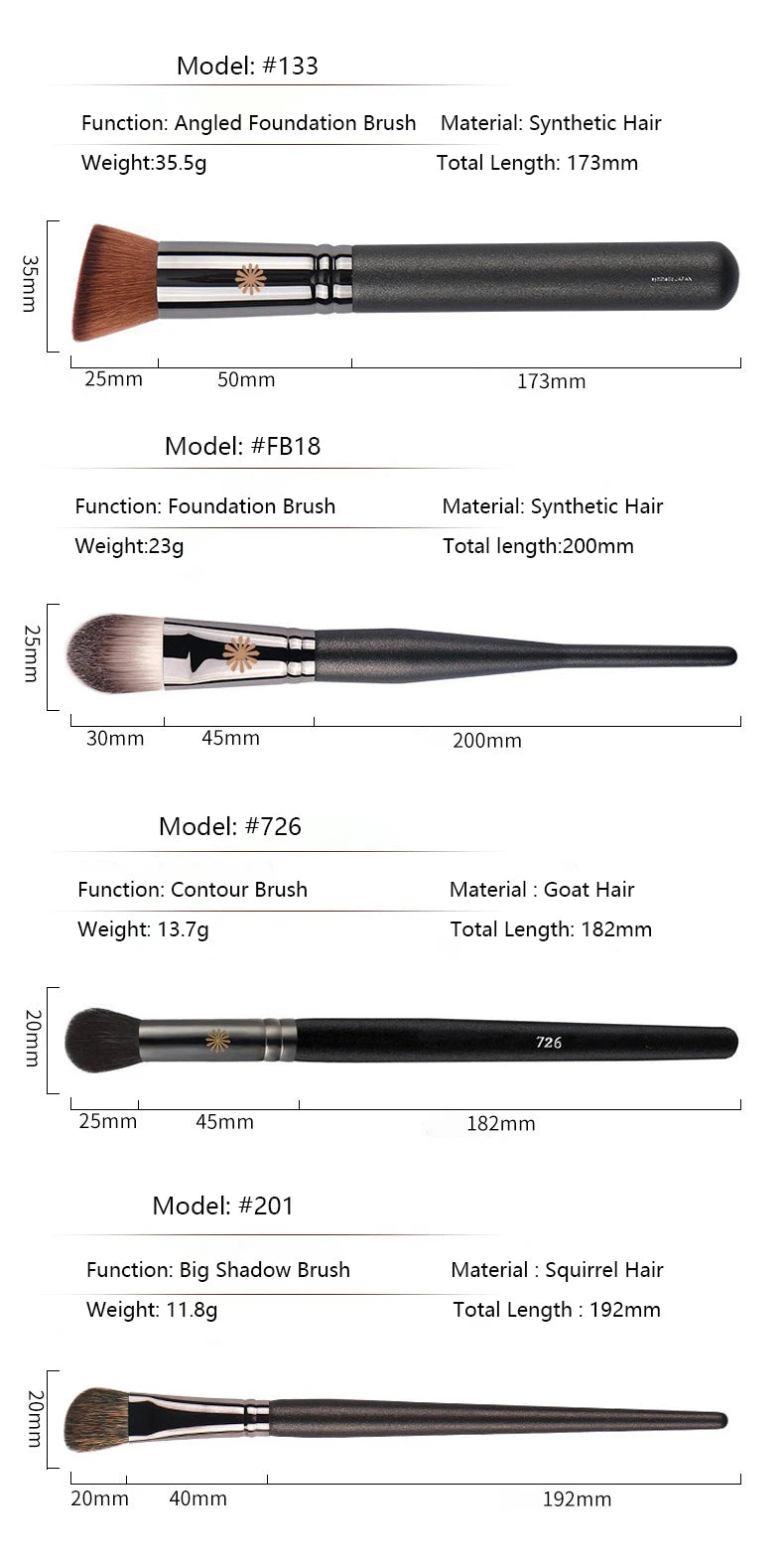 Set of 23 makeup brushes