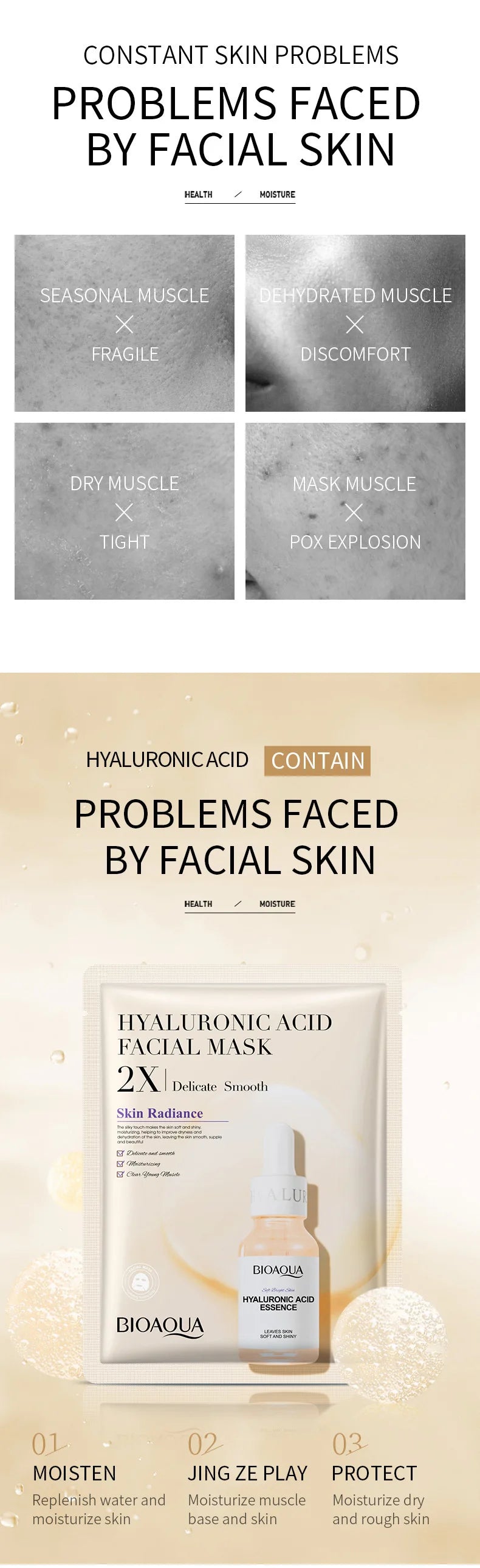 BIOAQUA Centella Collagen and Vitamin C Facial Masks with 20 units