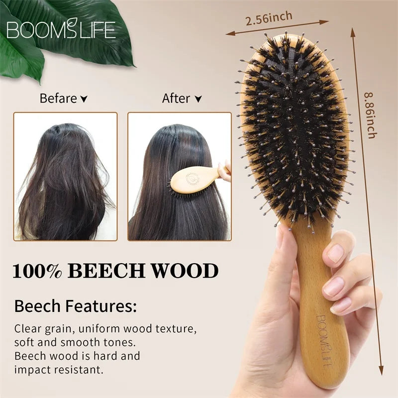 Boar bristle hairbrush