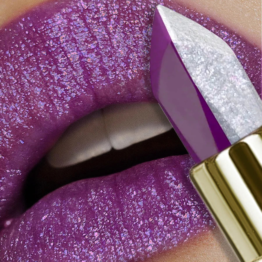 Purple Glitter Two-Tone Lipstick – Moisturizing & Long-Lasting