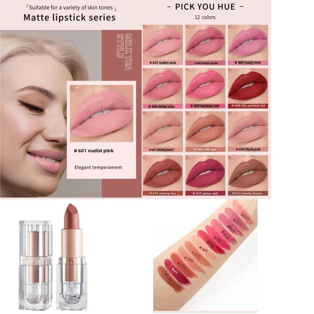 HANDAIYAN Matte Nude Lipstick – Velvet, Long-Lasting & Waterproof