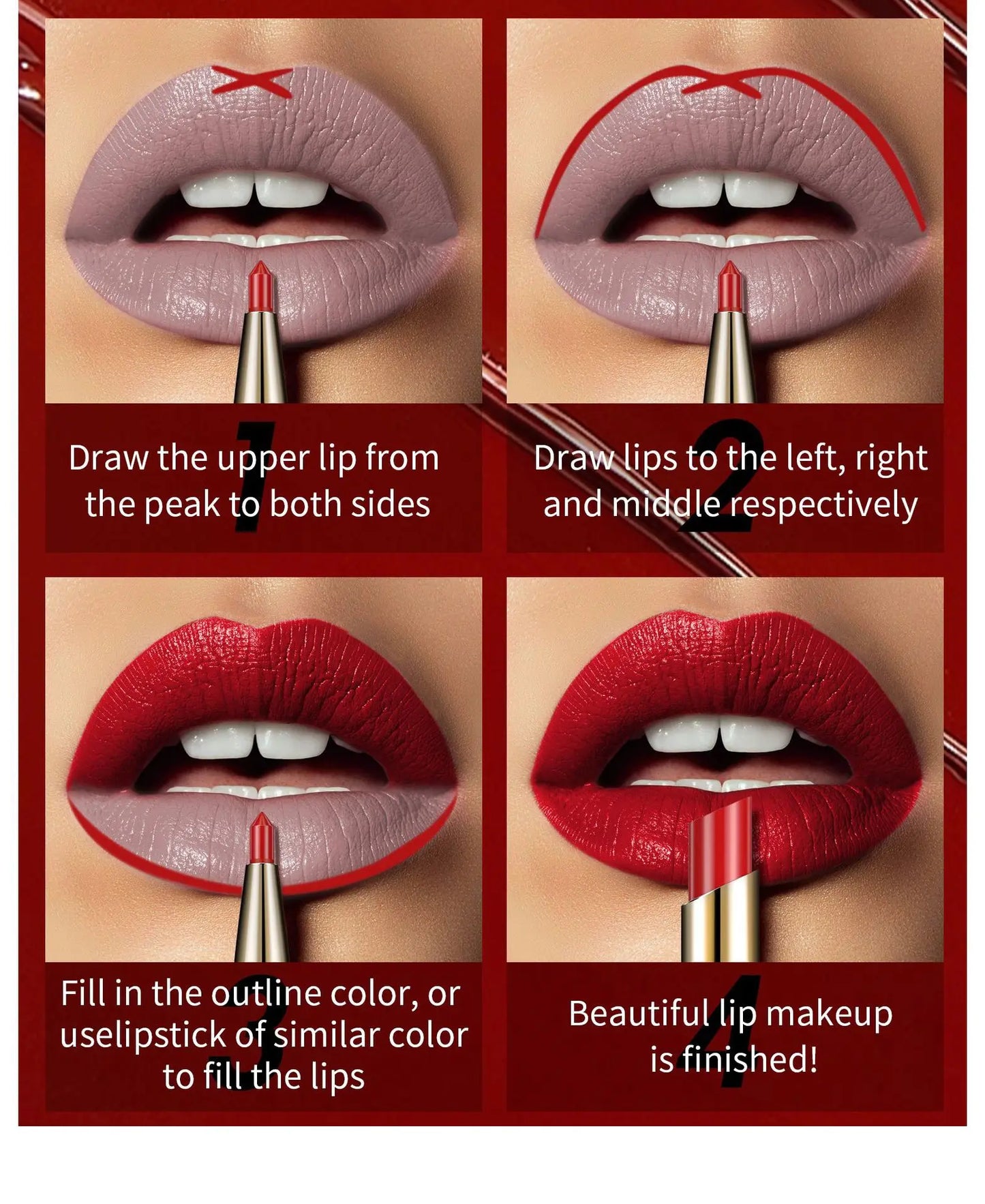 2-in-1 Waterproof Lip Liner & Nude Matte Lipstick – Double-Ended