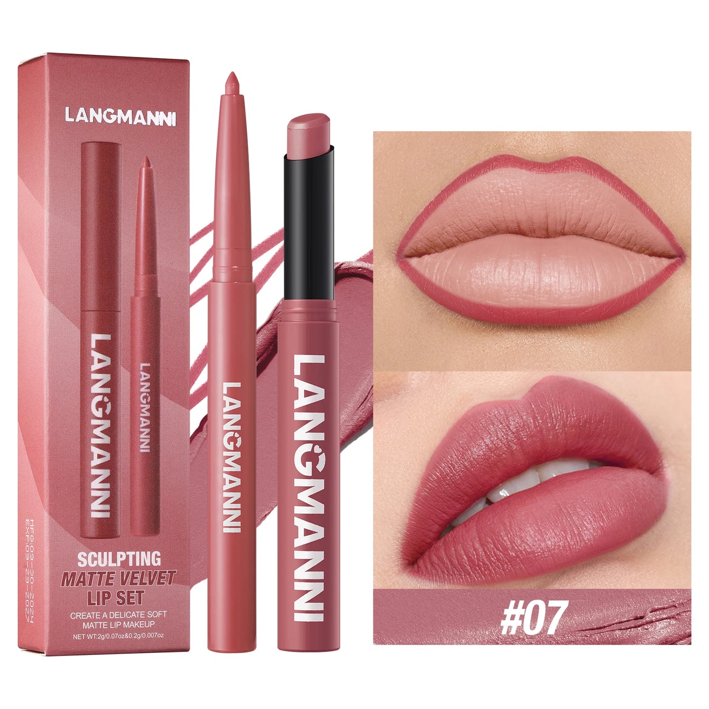 Waterproof Lip Liner and Lipstick Set