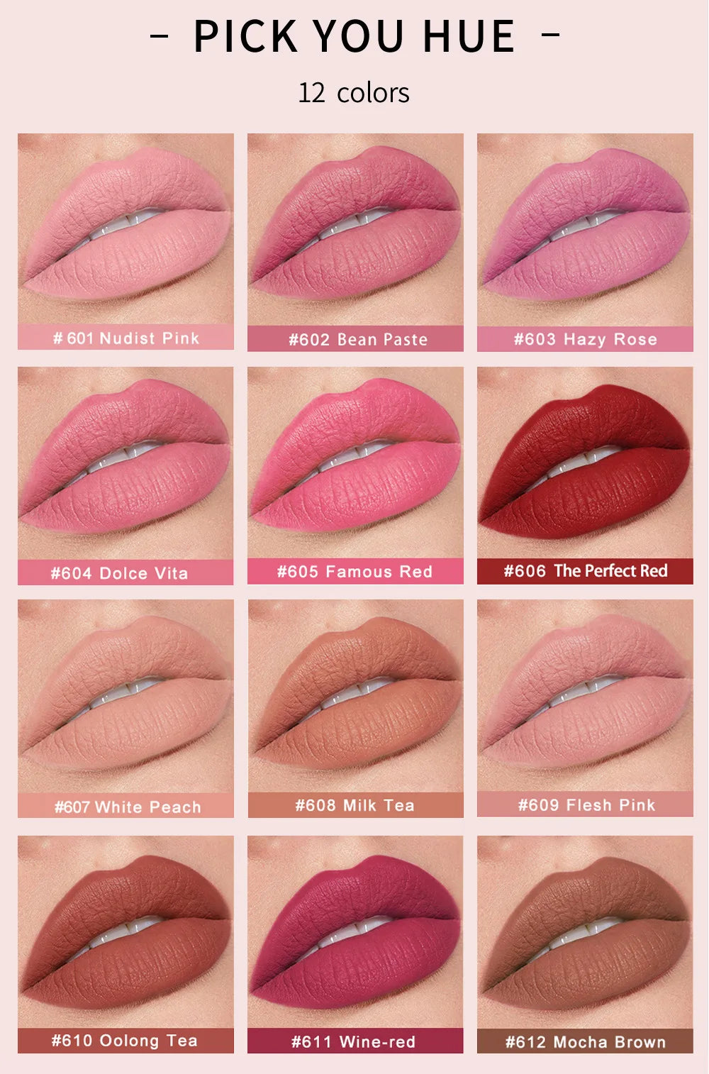 HANDAIYAN Matte Nude Lipstick – Velvet, Long-Lasting & Waterproof