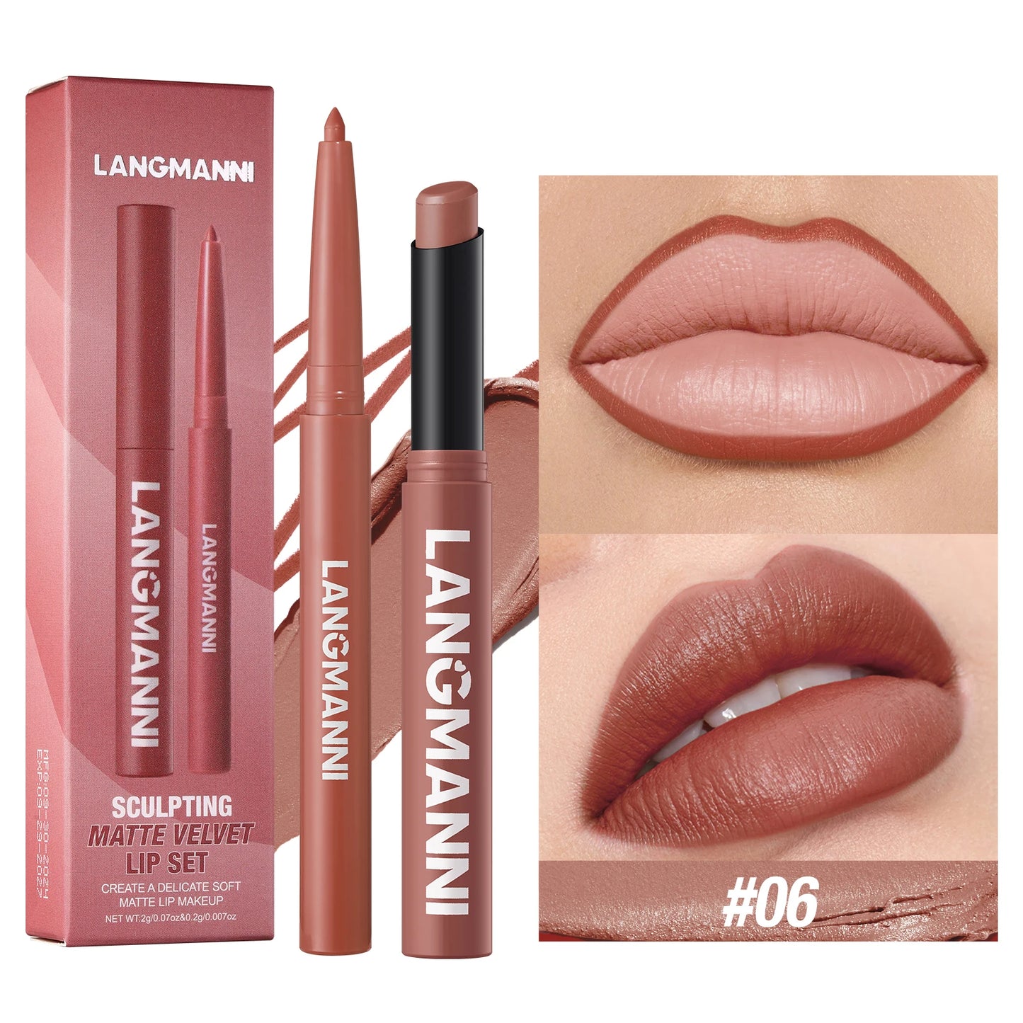 Waterproof Lip Liner and Lipstick Set