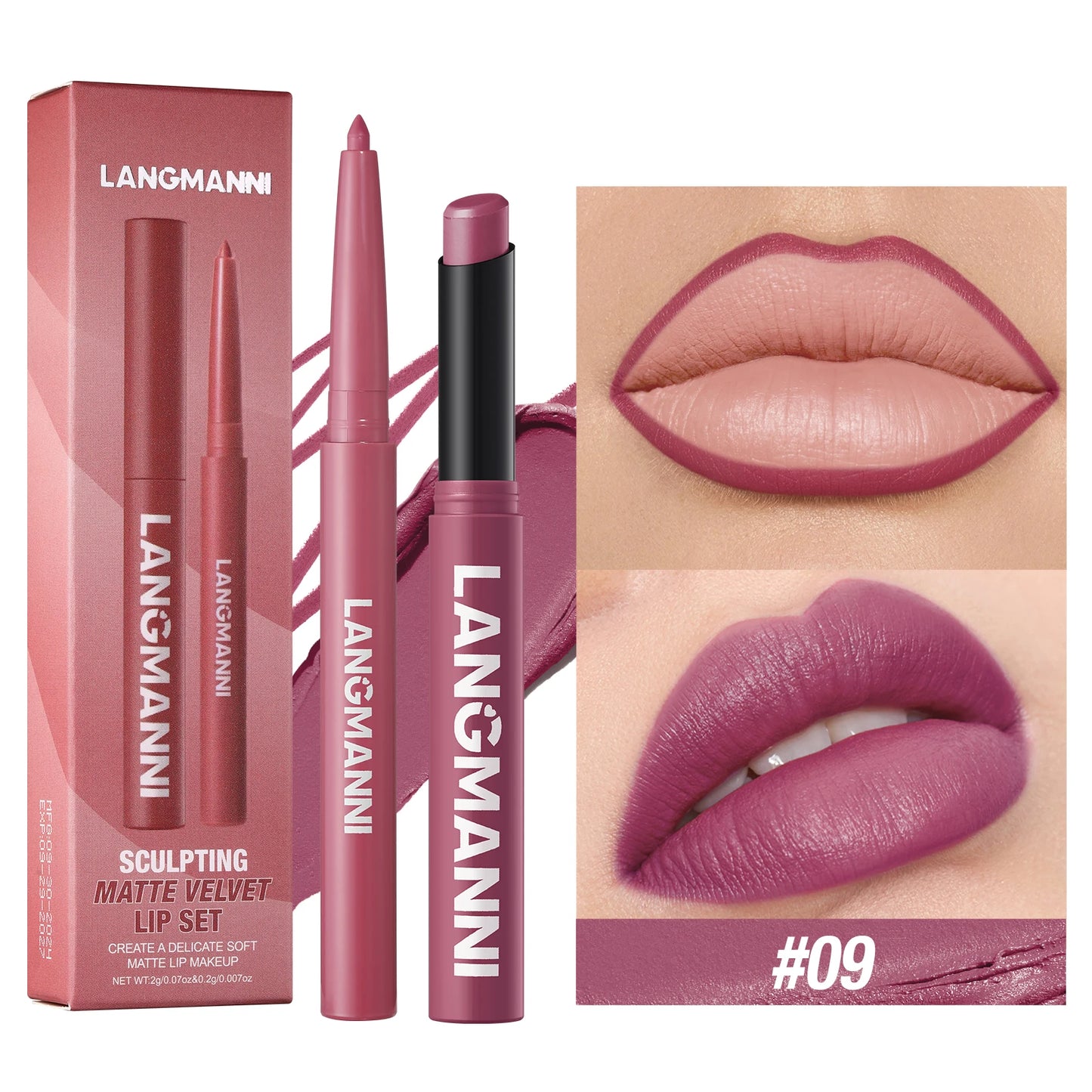 Waterproof Lip Liner and Lipstick Set