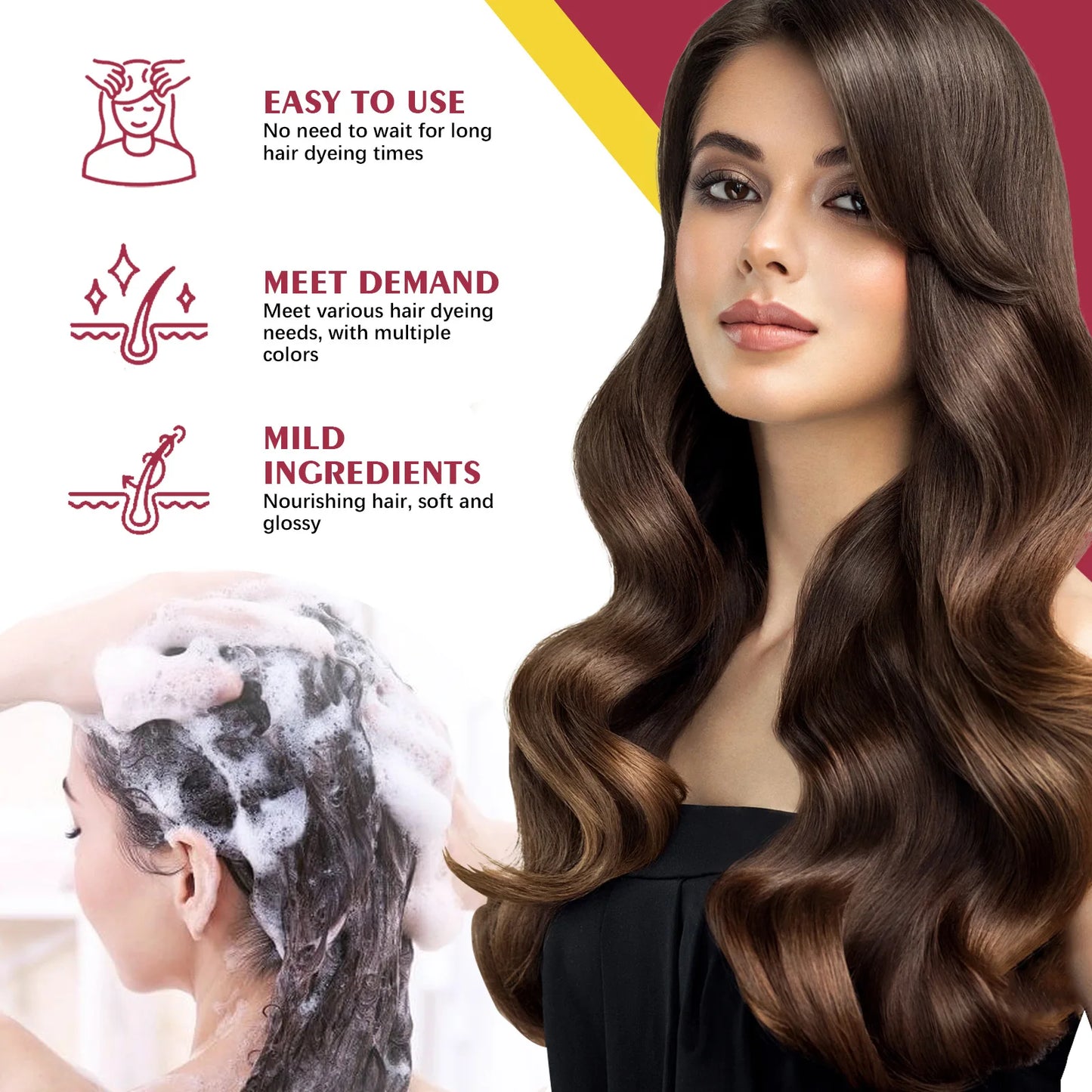 3-in-1 Hair Dyeing Shampoo – Black, Repair & Nourish Hair