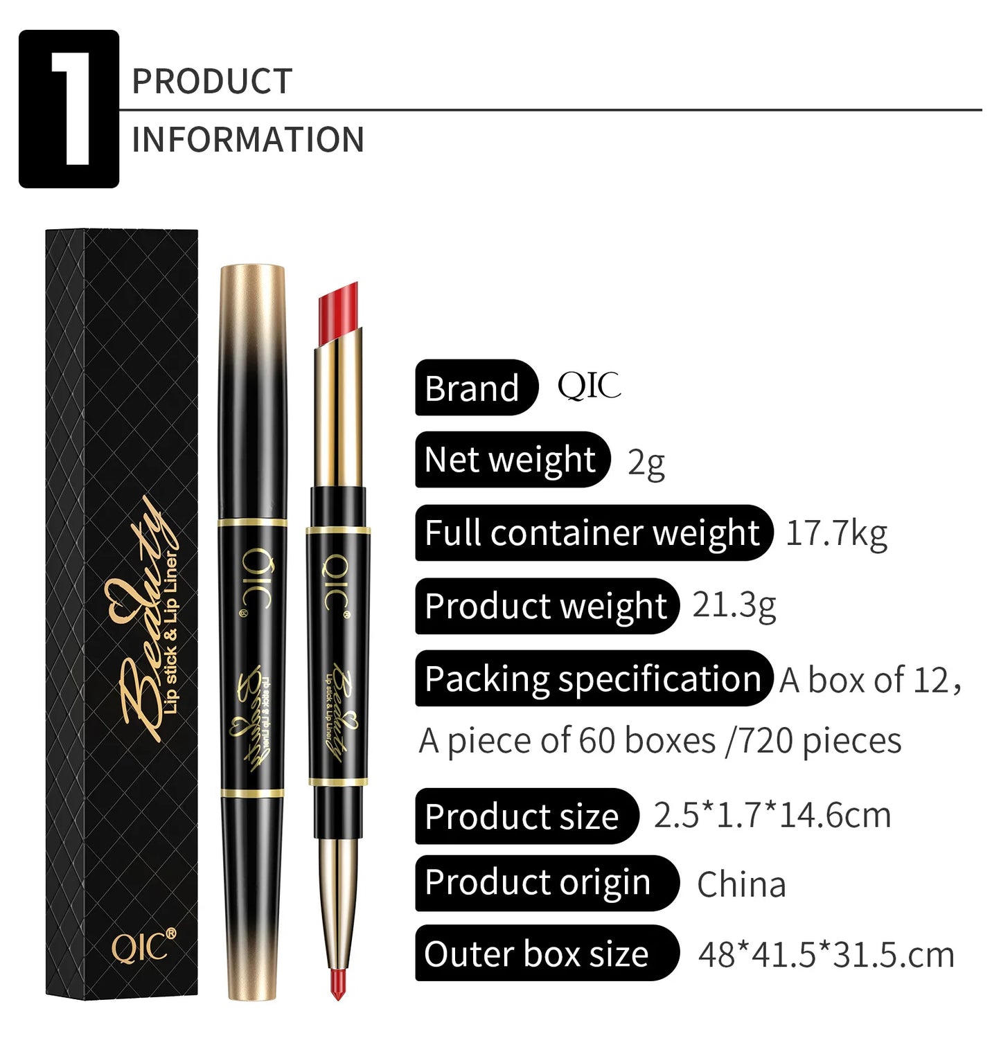 2-in-1 Waterproof Lip Liner & Nude Matte Lipstick – Double-Ended