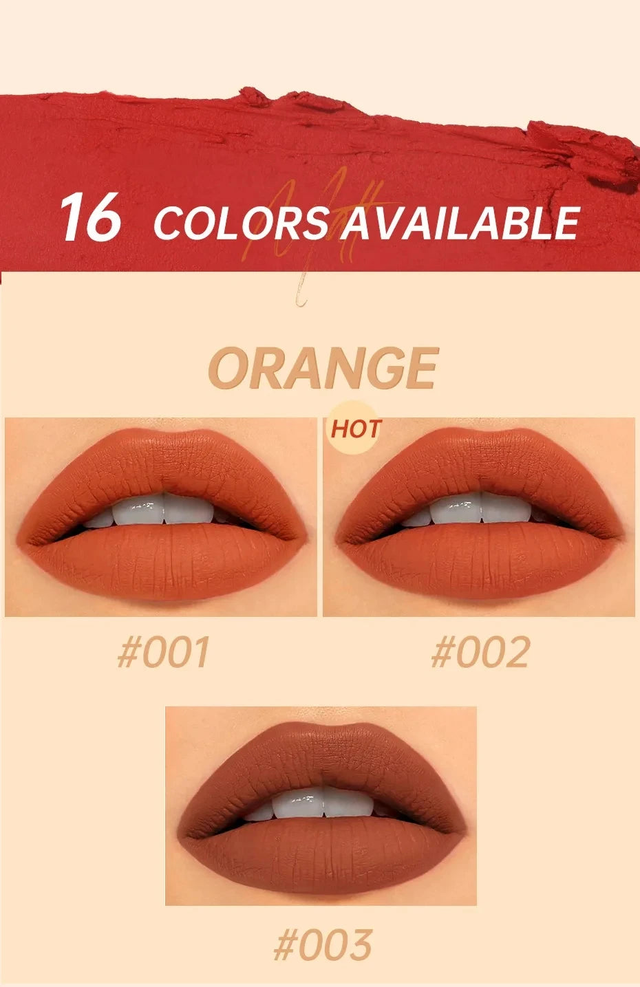 FOCALLURE 16-Color Matte Lipstick – Waterproof, High Pigment