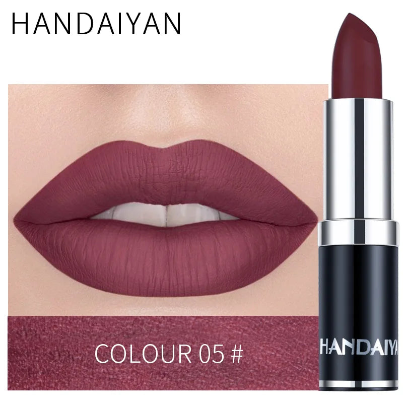 HANDAIYAN 12-Color Matte Velvet Lipstick – Long-Lasting & Waterproof